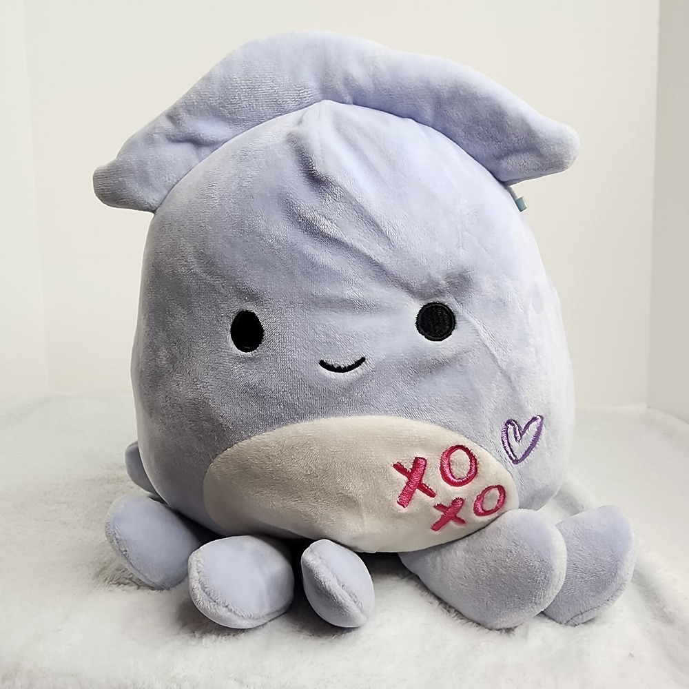 Squishmallow Stacy Purple Squid XOXO Hearts 2021 Kelly Toys 10" Plush